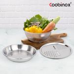 Coobinox® Artware Stainless Steel High-Profile Colander, Tray & 4-in-1 Grater 3-Piece Set (CO-73-08)